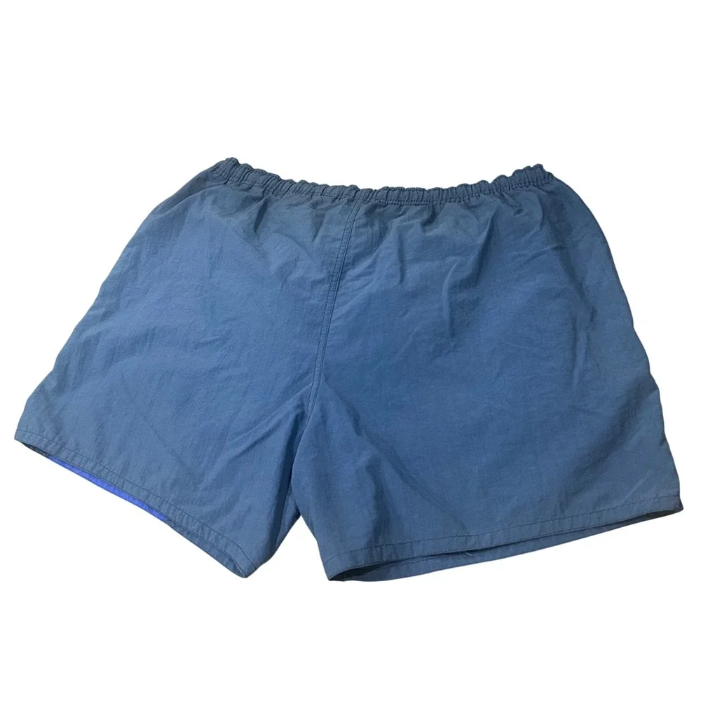 Quiksilver Mens Blue Vintage Board Shorts Swim Trunks Embroidered Logo Elastic L